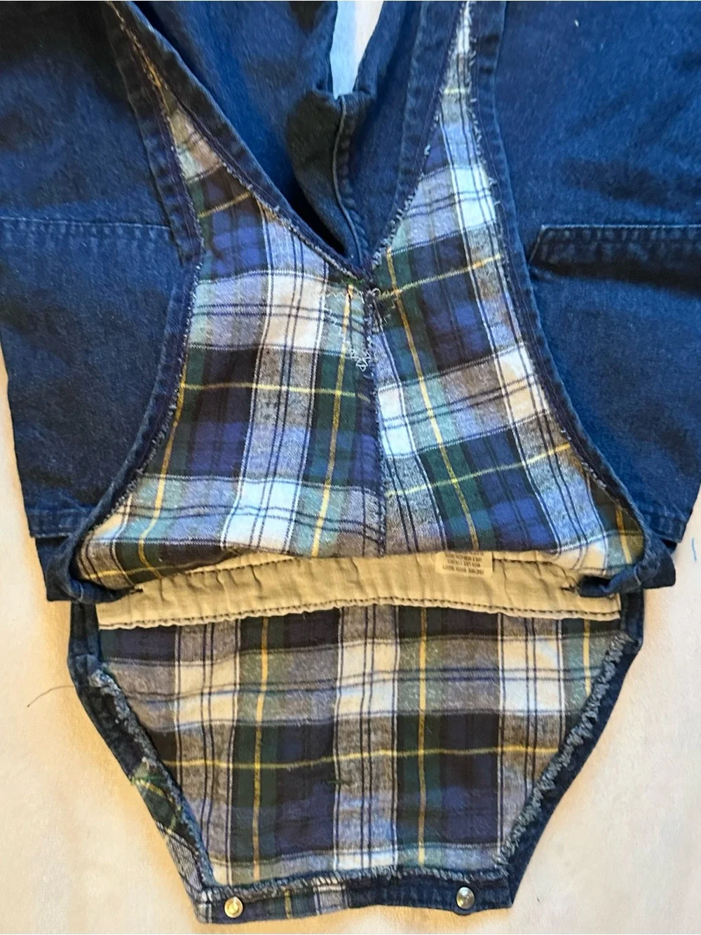 Vintage 90s OshKosh B'Gosh Denim & Plaid Bib Vestbak Overalls Kids 6 Jumper USA